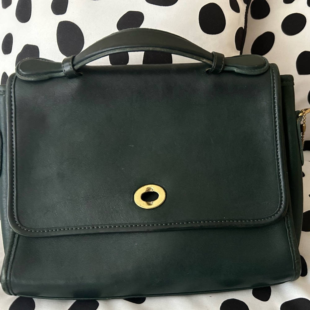 Vintage Coach Bag Green Leather
